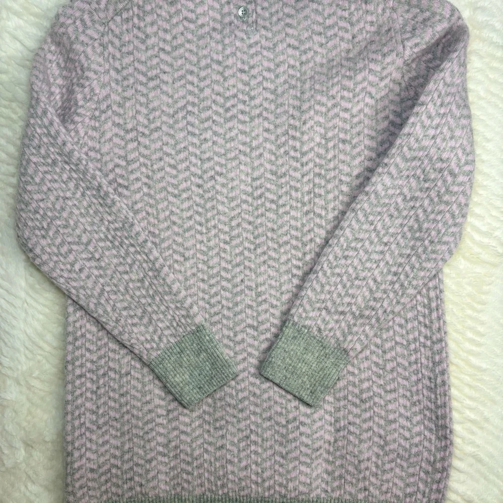 J. Crew Pink and Gray Patterned Sweater 100% CASHMERE!